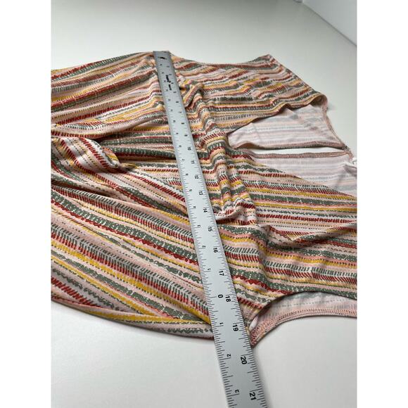 BCBGeneration Abstract Striped Twist Front Romper Multi Rainbow Boho Women M - Picture 9 of 12